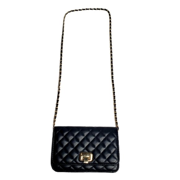 Women Black Quilted Purse Clutch Small Crossbody Shoulder Bag with Chain Strap. - Picture 5 of 10